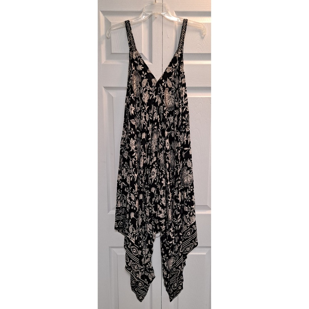L Angie Cream And Black Floral Bohemian Pantsuit